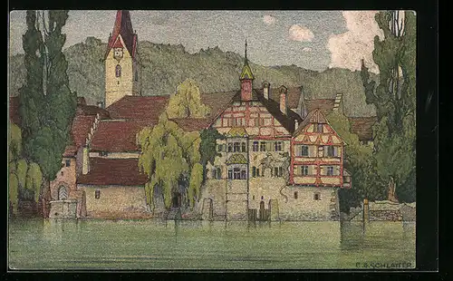 Künstler-AK Ernst E. Schlatter: Stein a. Rhein, Kloster St. Georgen