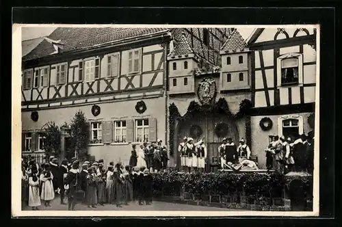 AK Münnerstadt, Szene aus dem Heimatfestspiel Die Schutzfrau von Münnerstadt