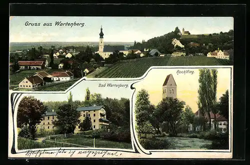 AK Wartenberg, Bad Wartenberg, Rocklfing, Teilansicht mit Kirche