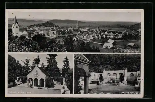 AK Bräunlingen, Ortsansicht, Gedächtniskapelle, Brunnenanlage