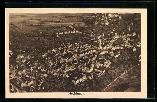 AK Hechingen, Ortsansicht aus der Vogelschau