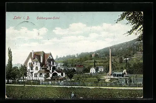 AK Lahr i. B., Blick zum Hohbergsee-Hotel
