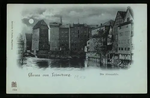 Mondschein-AK Lüneburg, Die Abtsmühle im Vollmondlicht