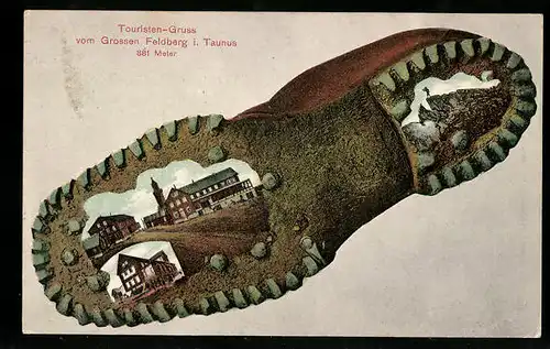 AK Feldberg i. Taunus, der grosse Feldberg im Wanderschuh