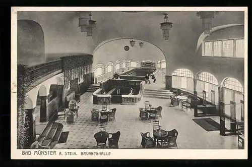 AK Bad Münster am Stein, Blick in die Brunnenhalle