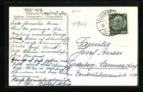 AK Fleckenberg, Gasthof Wiese u. Jagdhaus