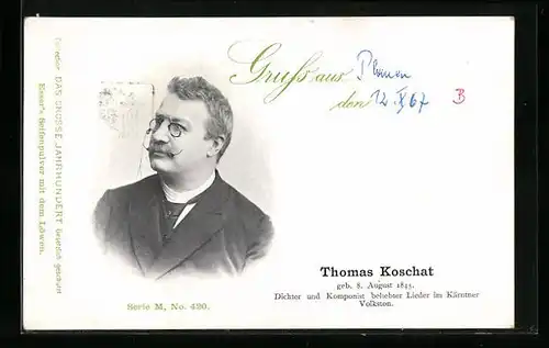 AK Portrait des Musikers Thomas Koschat