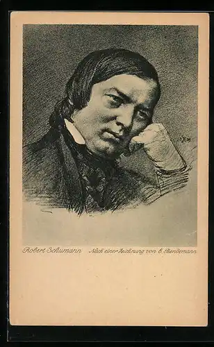 Künstler-AK Portrait des Komponisten Robert Schumann