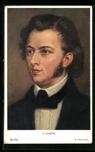 AK Portrait von Komponist Frédéric Chopin im Anzug