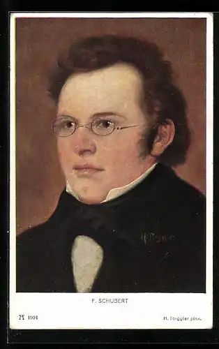 Künstler-AK Portrait vom Komponisten F. Schubert