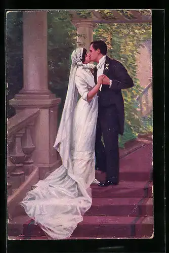 Künstler-AK Kränzle: der Hochzeitskuss eines Liebespaares