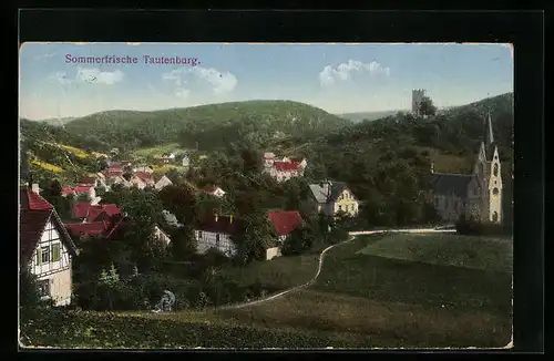 AK Tautenburg, Ortsansicht m. Partie zur Kirche