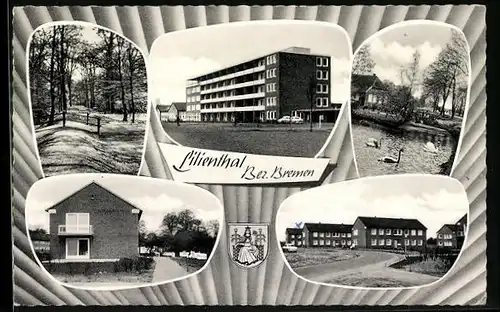 AK Lilienthal /Bez. Bremen, Strassenpartien u. Schwanenteich