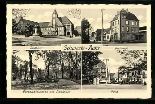 AK Schwerte-Ruhr, Bahnhof, Stadtpark, Rathaus u. Post