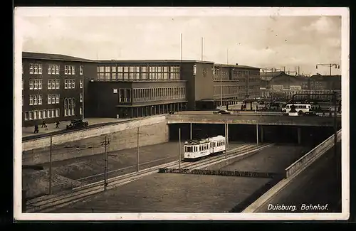 AK Duisburg, Strassenbahn am Bahnhof