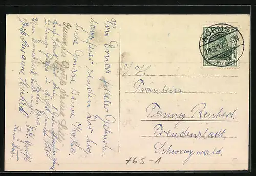 AK Worms, Siegfriedstrasse mit Bahnhof