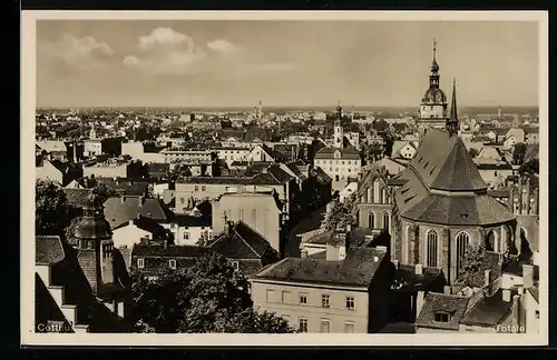 AK Cottbus, Stadblick auf die Dächerlandschaft