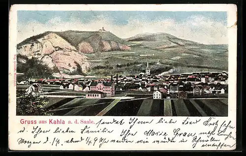 AK Kahla a. d. Saale, Ortsansicht mit Umland
