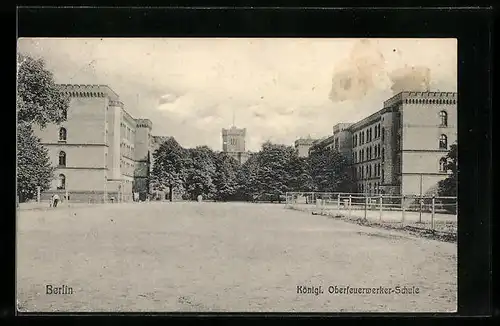 AK Berlin-Tiergarten, Oberfeuerwerker-Schule, Invaliden Ecke Lehrter Strasse