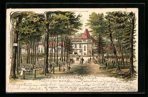 Lithographie Frankfurt-Sachsenhausen, Gasthaus Oberschweinstiege