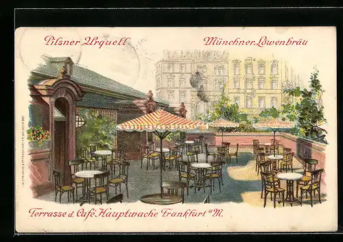 Lithographie Frankfurt a. M., Terasse d. Café Hauptwache