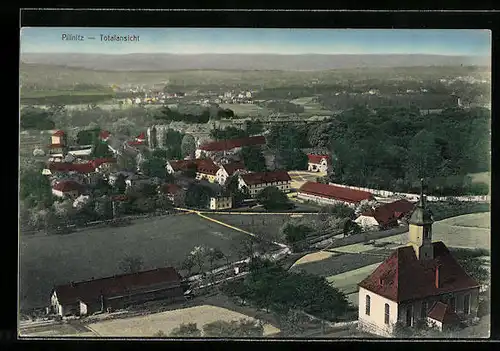 AK Dresden-Pillnitz, Totalansicht mit Umland