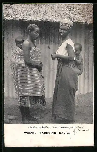 AK Woman Carrying Babies, afrikanische Volkstypen