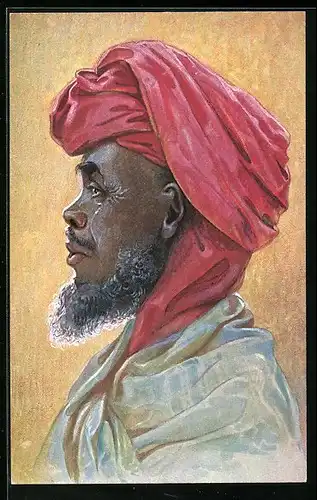 AK Ostafrika, Araber mit rotem Turban