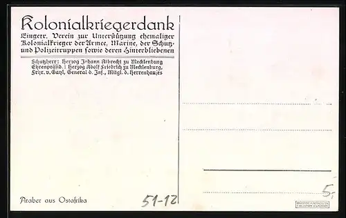 AK Ostafrika, Araber mit rotem Turban