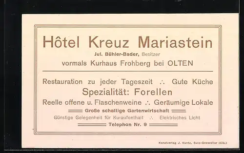 AK Mariastein, Hotel zum Kreuz