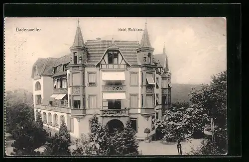 AK Badenweiler, Hotel Waldhaus bei Schönwetter