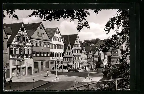 AK Calw /Schwarzwald, Partie am Marktplatz, VW Käfer