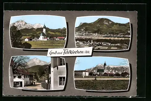 AK Feldkirchen /Obb., Ortsansicht mit Bergblicken