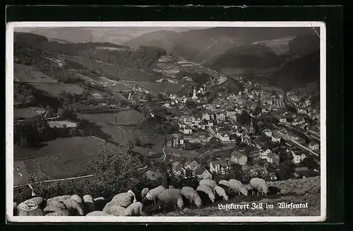 AK Zell i. W., Ortsansicht vom Hang