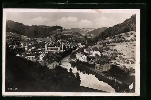 AK Zell i. W., Ortsansicht ins Tal