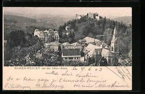 AK Badenweiler, Ortsansicht von der Adler-Eiche