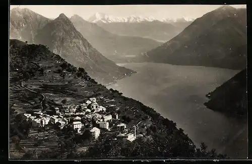 AK Bré, Blick auf den Ort am Lugana See