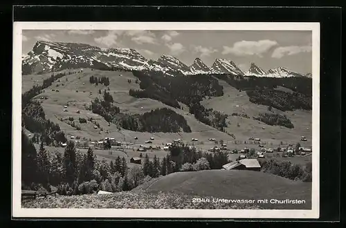 AK Unterwasser, Ortsansicht mit Churfirsten