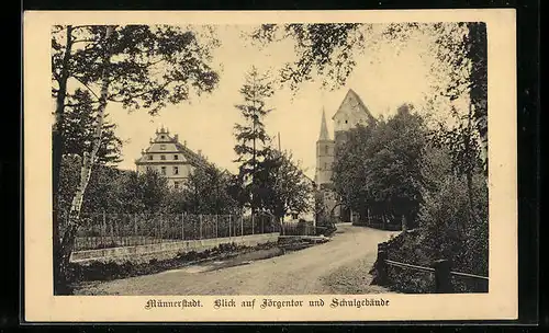 AK Münnerstadt, Blick auf Jörgentor & Schule