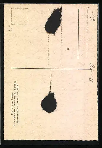 AK Frieda Krone-Sembach, Chefin d. Zirkus Krone mit Elefanten