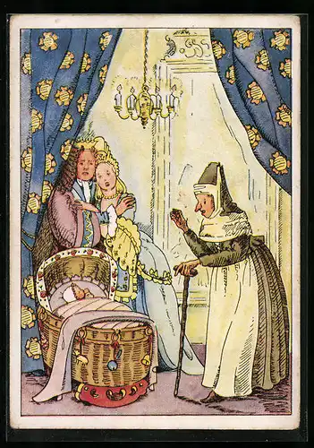 Künstler-AK Dornröschen, Der Zauberspruch der bösen Fee