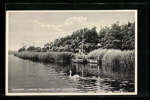 AK Schenefeld, Luisenbad mit Strandpavillon und Anlegebrücke