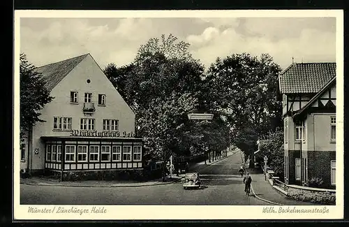 AK Munster in der Lüneburger Heide, Winkelmanns Hotel in der Wilh. Bockelmannstrasse