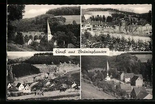 AK Brüninghausen, Ortstotale, Blick auf die Kirche im Ort