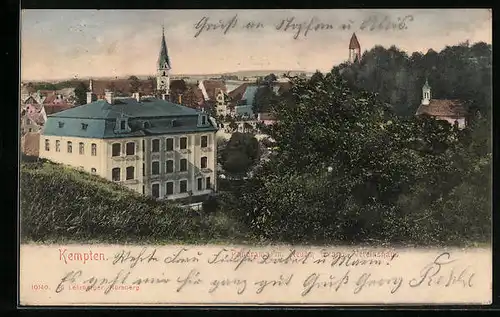 AK Kempten, Generalansicht, Blick zum Kirchturm