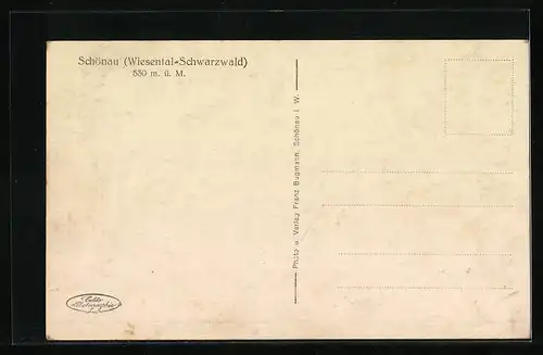 AK Schönau (Wiesental-Schwarzwald), Totalansicht aus der Vogelschau