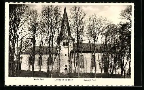 AK Rödgen, Kirche mit kath. Teil und evangl. Teil