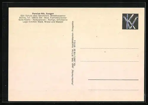 AK Schutz über Gerolstein, Pension Sungen Bleckhausener Mühle