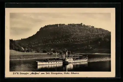 AK Königstein, DSU Dampfer Meissen am Fels Königstein