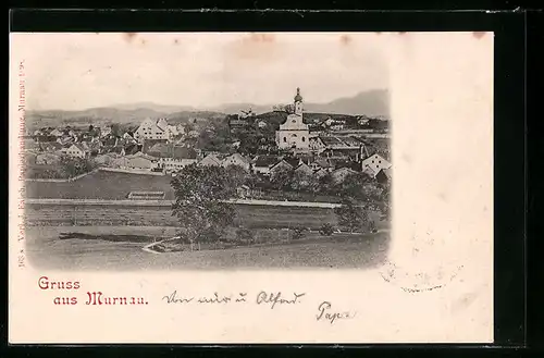 AK Murnau, Panorama mit Kirche